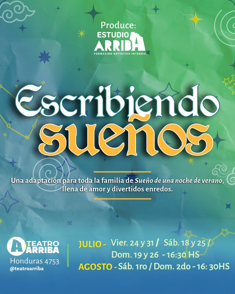 Afiche de Escribiendo Sueños, adaptación de Sueño de una noche de verano