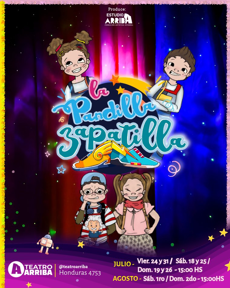 Afiche de La Pandilla Zapatilla, obra infantil de Estudio Arriba